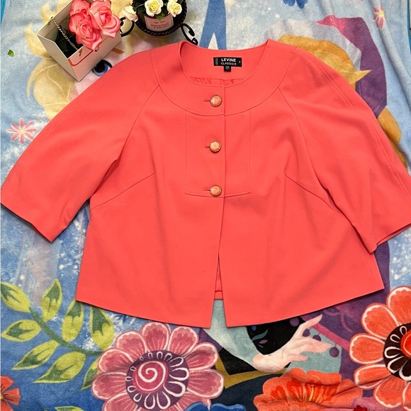 Ladies plus Larry Levine classics 20W coral blazer - Picture 13 of 14